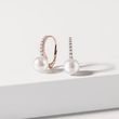 DIAMOND EARRINGS WITH PEARLS IN ROSE GOLD - PEARL EARRINGS - PEARL JEWELRY