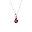 TEARDROP RUBY AND DIAMOND WHITE GOLD NECKLACE - RUBY NECKLACES - NECKLACES