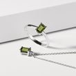 EMERALD-CUT MOLDAVITE NECKLACE IN WHITE GOLD - MOLDAVITE NECKLACES - NECKLACES