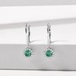 EMERALD AND DIAMOND WHITE GOLD EARRINGS - EMERALD EARRINGS - EARRINGS