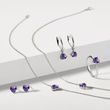 BOUCLES D'OREILLES COEURS EN OR BLANC ET AMÉTHYSTES - BOUCLES D'OREILLES EN AMÉTHYSTE - BOUCLES D'OREILLES