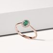 Diamantový prsten se smaragdem v růžovém zlatě