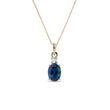 OVAL SAPPHIRE AND DIAMOND GOLD NECKLACE - SAPPHIRE NECKLACES - NECKLACES