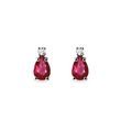 BOUCLES D'OREILLES AVEC RUBIS TAILLE POIRE ET DIAMANTS - BOUCLES D'OREILLES EN RUBIS - BOUCLES D'OREILLES