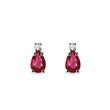 BOUCLES D'OREILLES AVEC RUBIS TAILLE POIRE ET DIAMANTS - BOUCLES D'OREILLES EN RUBIS - BOUCLES D'OREILLES