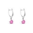 BOUCLES D'OREILLES CŒUR EN OR BLANC AVEC SAPHIRS ROSES - BOUCLES D'OREILLES EN SAPHIR - BOUCLES D'OREILLES