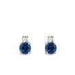 BOUCLES D'OREILLES EN OR BLANC AVEC SAPHIR BLEU - BOUCLES D'OREILLES EN SAPHIR - BOUCLES D'OREILLES