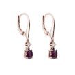 BOUCLES D'OREILLES PENDANTES EN OR ROSE ET RHODOLITES - BOUCLES D'OREILLES AVEC GEMMES - BOUCLES D'OREILLES