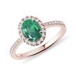 Ring with Emerald and Brilliants in Rose Gold