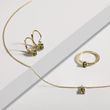 OVAL MOLDAVITE AND DIAMOND NECKLACE IN YELLOW GOLD - MOLDAVITE NECKLACES - NECKLACES