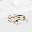 DIAMOND WAVE RING IN YELLOW GOLD - DIAMOND ENGAGEMENT RINGS - ENGAGEMENT RINGS
