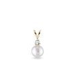 FRESHWATER PEARL AND DIAMOND GOLD PENDANT - PENDANTS - NECKLACES