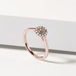 CHAMPAGNE AND CLEAR DIAMOND ROSE GOLD HALO RING - FANCY DIAMOND ENGAGEMENT RINGS - ENGAGEMENT RINGS