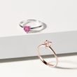 HEART-SHAPED PINK SAPPHIRE RING IN WHITE GOLD - SAPPHIRE ENGAGEMENT RINGS - ENGAGEMENT RINGS