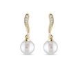 BOUCLES D'OREILLES D'OR JAUNE AVEC DIAMANTS ET PERLES - BOUCLES D'OREILLES EN PERLES - PERLES