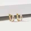 CHAMPAGNE AND CLEAR DIAMOND GOLD HUGGIE EARRINGS - DIAMOND EARRINGS - EARRINGS