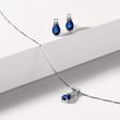 SAPPHIRE AND DIAMOND TEARDROP EARRINGS IN WHITE GOLD - SAPPHIRE EARRINGS - EARRINGS