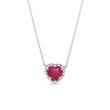 Ruby heart necklace with diamonds in white gold