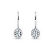 BOUCLES D'OREILLES AURÉOLE EN OR BLANC AVEC AIGUE-MARINE OVALE ET DIAMANTS - BOUCLES D'OREILLES EN AIGUE-MARINE - BOUCLES D'OREILLES