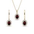 HALO-SCHMUCKSET MIT GRANATEN UND DIAMANTEN IN GELBGOLD - SCHMUCK SETS EDELSTEINE - SCHMUCK