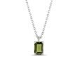 EMERALD-CUT MOLDAVITE NECKLACE IN WHITE GOLD - MOLDAVITE NECKLACES - NECKLACES