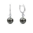 TAHITIAN PEARL AND DIAMOND EARRINGS IN WHITE GOLD - PEARL EARRINGS - PEARL JEWELRY