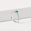 EMERALD AND DIAMOND RING IN 14K WHITE GOLD - EMERALD RINGS - RINGS