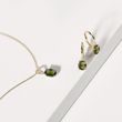 MOLDAVITE JEWELRY SET IN 14K YELLOW GOLD - GEMSTONE SETS - FINE JEWELRY