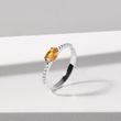 Citrínová prsteň s diamantmi v bielom zlate