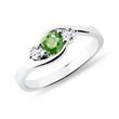 BAGUE EN OR BLANC AVEC DIAMANT VERT ET DIAMANTS - BAGUES DE FIANÇAILLES AVEC DIAMANTS DE COULEUR - BAGUES DE FIANÇAILLES