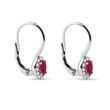 BOUCLES D'OREILLES EN OR BLANC AVEC RUBIS OVALE ET DIAMANTS - BOUCLES D'OREILLES EN RUBIS - BOUCLES D'OREILLES