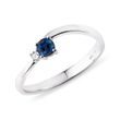 DIAMOND AND SAPPHIRE WAVE RING IN WHITE GOLD - SAPPHIRE RINGS - RINGS