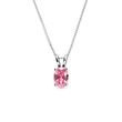 Pink sapphire necklace in 14k white gold