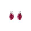 BOUCLES D'OREILLES D'OR BLANC 14 CT AVEC DIAMANTS ET RUBIS - BOUCLES D'OREILLES EN RUBIS - BOUCLES D'OREILLES