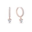 ROSE GOLD DIAMOND HUGGIE HOOPS WITH A HEART - DIAMOND EARRINGS - EARRINGS