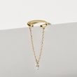 YELLOW GOLD SINGLE EAR CUFF WITH A DIAMOND AND CHAIN - EAR CUFFS - EARRINGS
