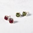 BOUCLES D'OREILLES EN OR ROSE AVEC RHODOLITES - BOUCLES D'OREILLES AVEC GEMMES - BOUCLES D'OREILLES