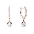 BOUCLES D'OREILLES EN OR ROSE AVEC DIAMANTS - BOUCLES D'OREILLES EN DIAMANT - BOUCLES D'OREILLES