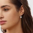 FRESHWATER PEARL AND DIAMOND WHITE GOLD EARRINGS - PEARL EARRINGS - PEARL JEWELRY