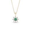 EMERALD AND DIAMOND FLOWER GOLD NECKLACE - EMERALD NECKLACES - NECKLACES