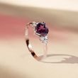 BAGUE EN OR ROSE AVEC DIAMANTS ET RHODOLITE - BAGUES AVEC GEMMES - BAGUES