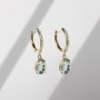 GREEN AMETHYST AND DIAMOND EARRINGS IN YELLOW GOLD - AMETHYST EARRINGS - EARRINGS