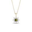 MOLDAVITE AND DIAMOND FLORAL NECKLACE IN YELLOW GOLD - MOLDAVITE NECKLACES - NECKLACES