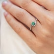 WHITE GOLD RING WITH EMERALD AND DIAMONDS - EMERALD RINGS - 