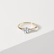 GOLD RING WITH AQUAMARINE AND TWO DIAMONDS - AQUAMARINE RINGS - RINGS