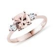 RING WITH A SHINY MORGANITE AND BRILLIANTS IN ROSE GOLD - MORGANITE RINGS - RINGS