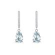 BOUCLES D'OREILLES D'OR BLANC AVEC AIGUES-MARINES ET DIAMANTS - BOUCLES D'OREILLES EN AIGUE-MARINE - BOUCLES D'OREILLES