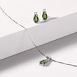 MOLDAVITE AND DIAMOND TEARDROP EARRINGS IN WHITE GOLD - MOLDAVITE EARRINGS - EARRINGS