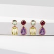 AMETHYST AND RHODOLITES EARRINGS IN YELLOW GOLD - AMETHYST EARRINGS - EARRINGS