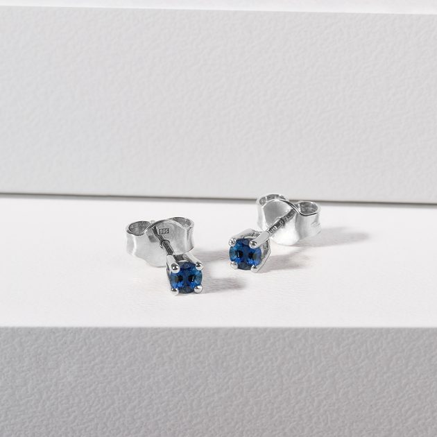 Silver sapphire sales stud earrings